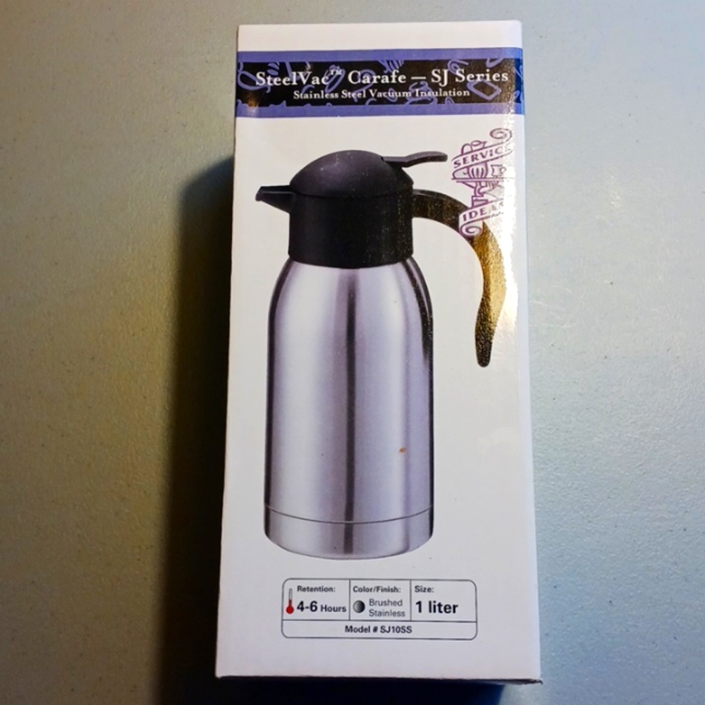 Coffee Carafe Service Ideas 1 liter Vacuum Carafe w/ Push Button Lid, Stainless